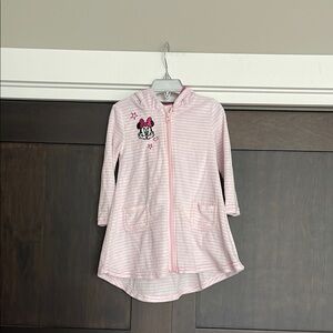 Disney Girls Minnie Mouse Hooded Zip Terry Swim Coverup Size 2T